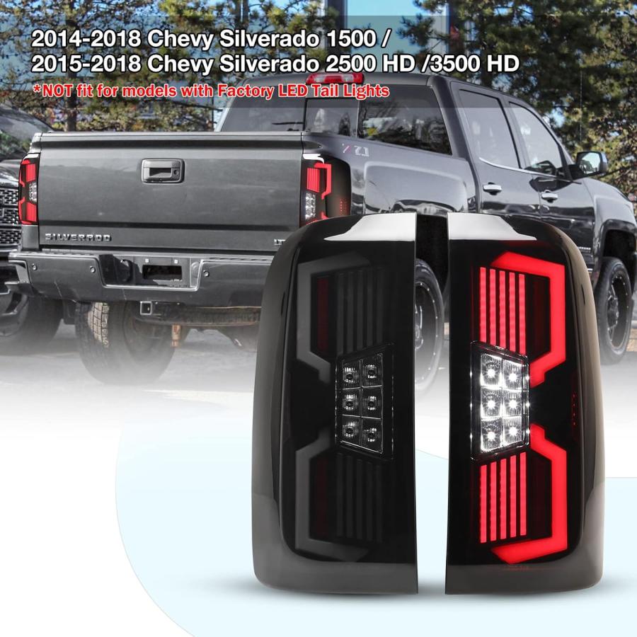 【並行輸入品】AUTOWIKI LEDテールライトアセンブリ 2014-2018 シボレー シルバラード 1500 LEDダイナミックウィンカーライト_3