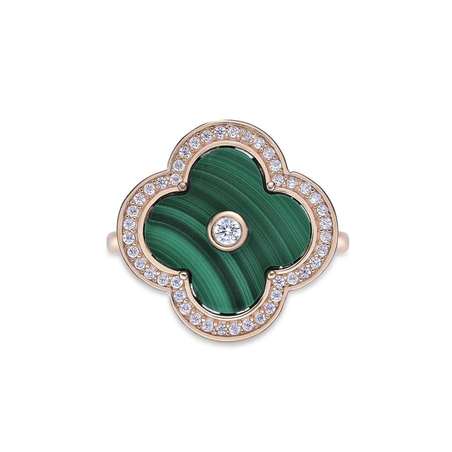 【並行輸入品】Lavari Jewelers マラカイト、ブラックオニキスまたはマザーオブパールとキュービックジルコニアフラワーリング レディーの画像