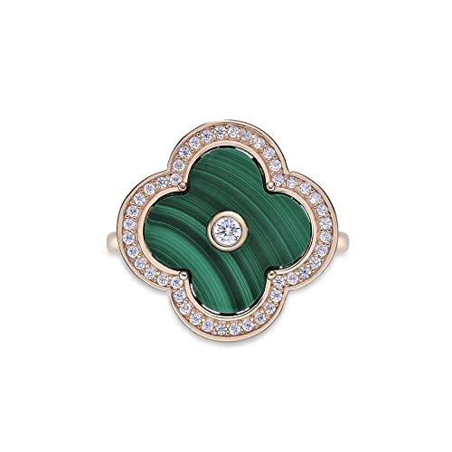 【並行輸入品】Lavari Jewelers マラカイト、ブラックオニキスまたはマザーオブパールとキュービックジルコニアフラワーリング レディーの画像