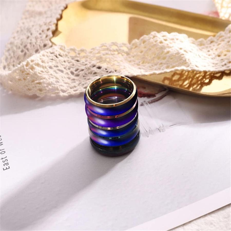 お得用 Personalized Mood Ring for Him Her Custom Temperature Sensative Ring Name Engraved Finger Band Stainless Steel Color Changing Wedding Band for Men