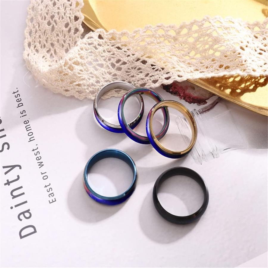お得用 Personalized Mood Ring for Him Her Custom Temperature Sensative Ring Name Engraved Finger Band Stainless Steel Color Changing Wedding Band for Men