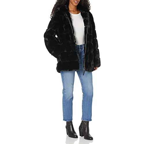 【並行輸入品】DKNY womens Outerwear Faux Fur,Black,Largeの画像