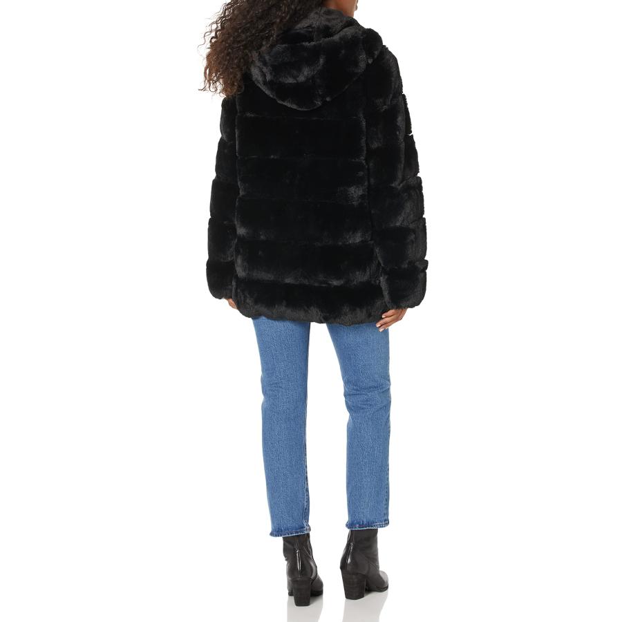【並行輸入品】DKNY womens Outerwear Faux Fur,Black,Largeの画像