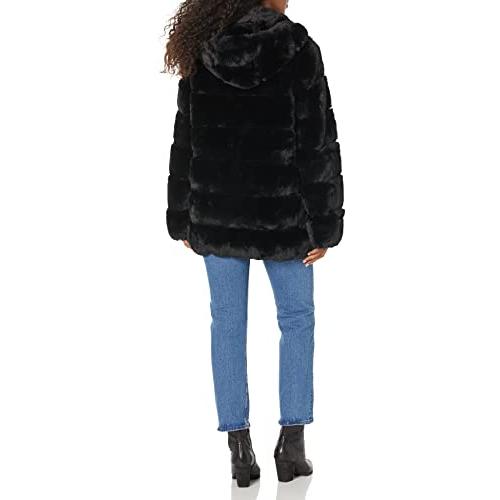 【並行輸入品】DKNY womens Outerwear Faux Fur,Black,Largeの画像