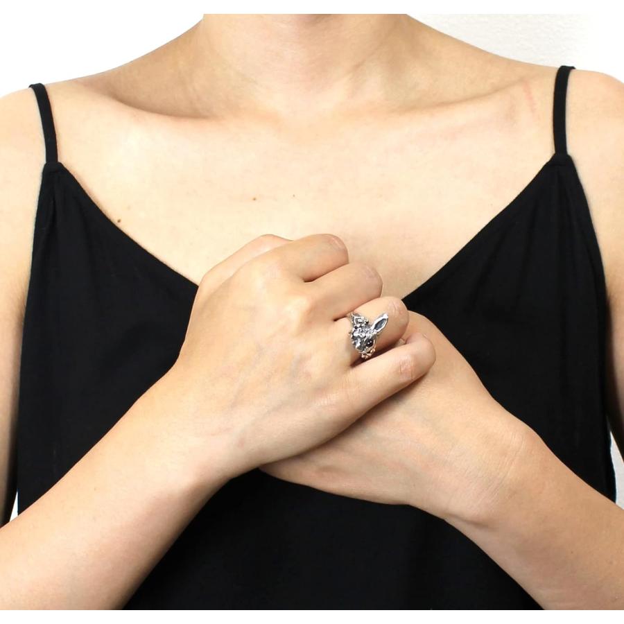 【並行輸入品】COSUMOSU スターリングシルバー バニーラビットリング レッドガーネットアイ 男女兼用  24  宝石: 925スターリングシルバの画像