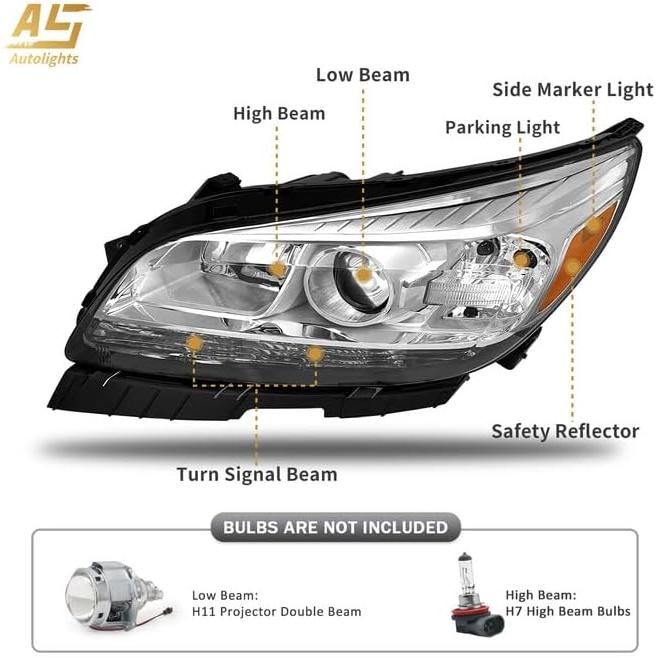 【並行輸入品】AS for 2013-2015 Chevrolet Malibu 2016 Malibu Limited ヘッドライト クロムハウジン_1
