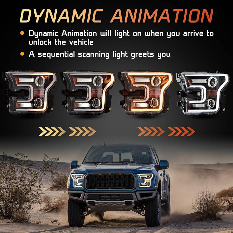 【並行輸入品】KEWISAUTO フルLEDヘッドライト F150 2015 2016 2017用 LEDプロジェクターヘッドランプ スイッチバックDの画像