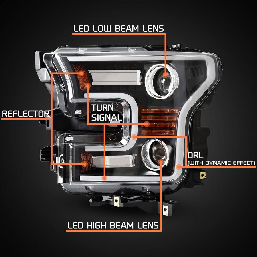 【並行輸入品】KEWISAUTO フルLEDヘッドライト F150 2015 2016 2017用 LEDプロジェクターヘッドランプ スイッチバックDの画像