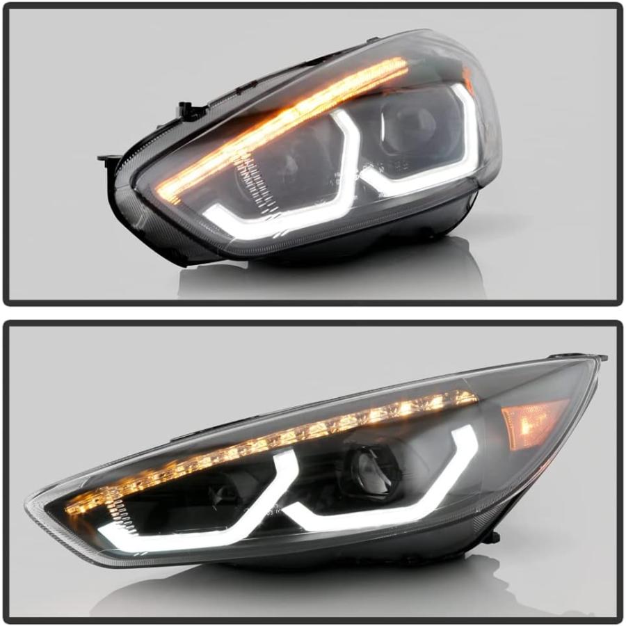 【並行輸入品】ACANII - [ファクトリーw/o LED DRLモデル] 2015-2018 フォード フォーカス ブラック シーケンシャル LEの画像
