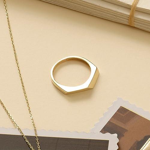 【並行輸入品】Norm Jewels Geometric Statement Ring 14k Gold Rings for Women Da_7