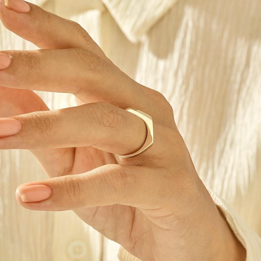 【並行輸入品】Norm Jewels Geometric Statement Ring 14k Gold Rings for Women Da_9