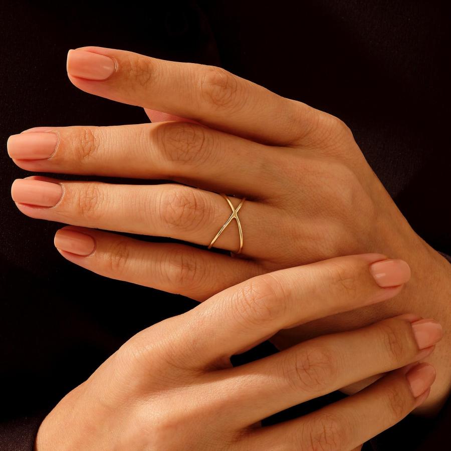【並行輸入品】Norm Jewels 14k Gold Criss Cross Ring Plain X Statement Rings foの画像