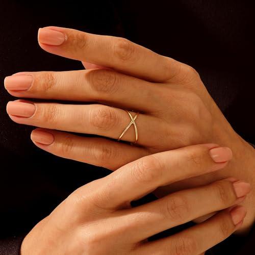 【並行輸入品】Norm Jewels 14k Gold Criss Cross Ring Plain X Statement Rings foの画像