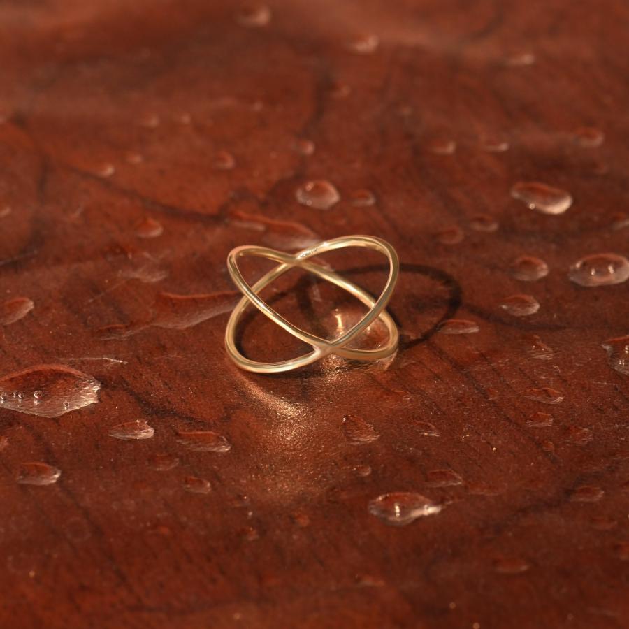 【並行輸入品】Norm Jewels 14k Gold Criss Cross Ring Plain X Statement Rings foの画像