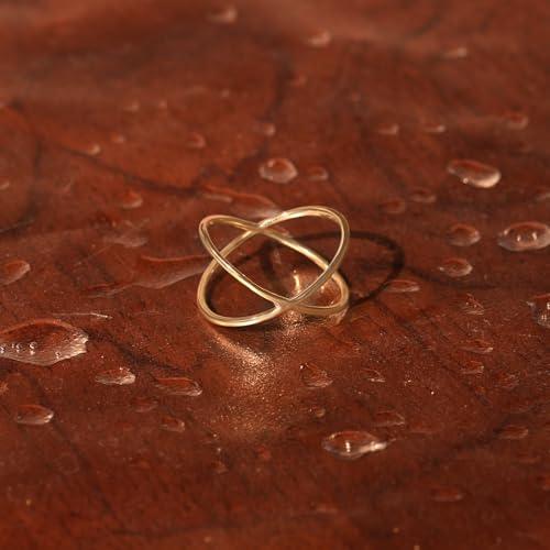 【並行輸入品】Norm Jewels 14k Gold Criss Cross Ring Plain X Statement Rings foの画像