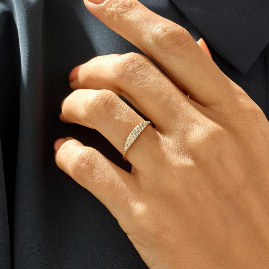 【並行輸入品】Norm Jewels Slim Signet Ring with Simulated Diamond Cz in 14k Solid_1
