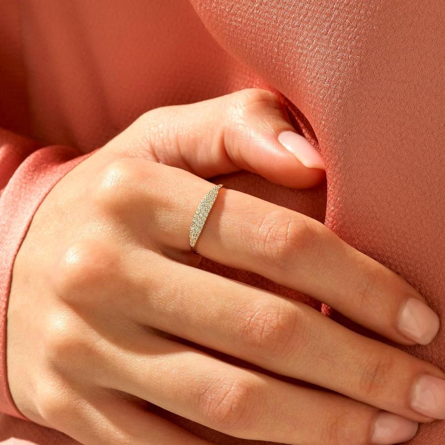 【並行輸入品】Norm Jewels Slim Signet Ring with Simulated Diamond Cz in 14k Solid_3