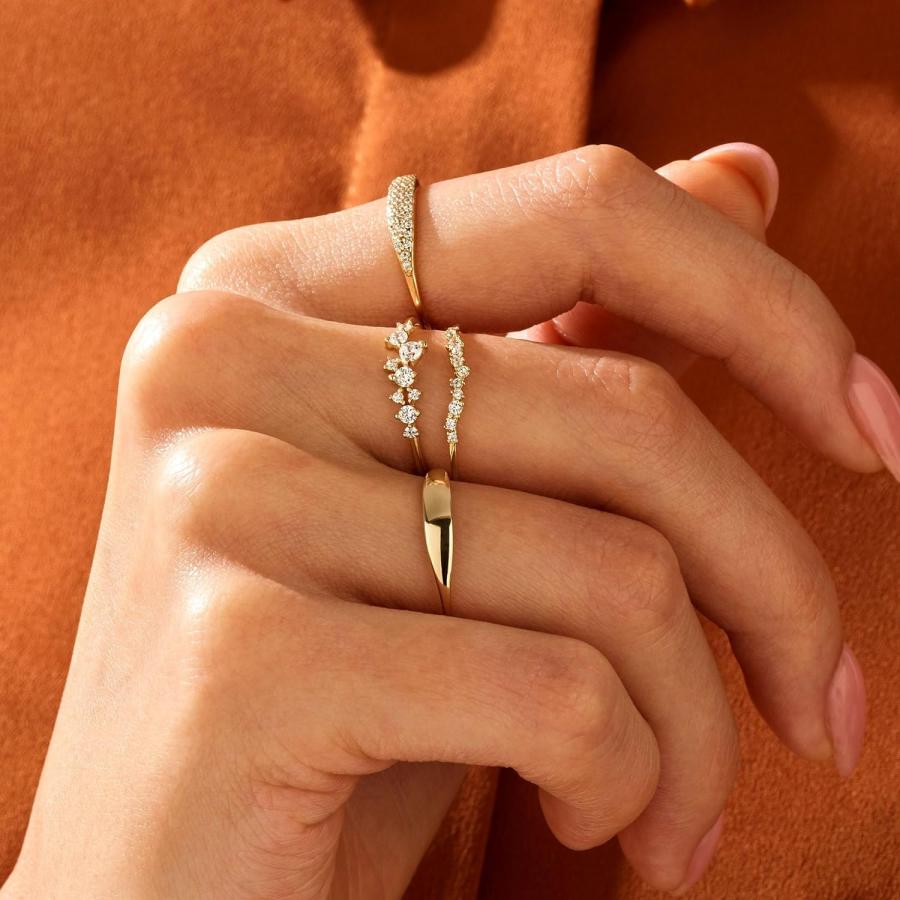 【並行輸入品】Norm Jewels Slim Signet Ring with Simulated Diamond Cz in 14k Solid_5