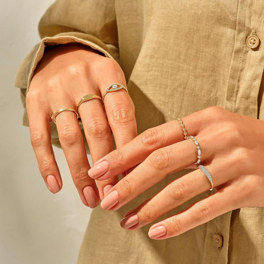 【並行輸入品】Norm Jewels Slim Signet Ring with Simulated Diamond Cz in 14k Solid_8