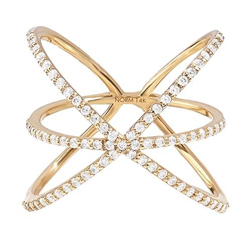 【並行輸入品】Norm Jewels Criss Cross 14k Gold Rings for Women X Statement Rinの画像