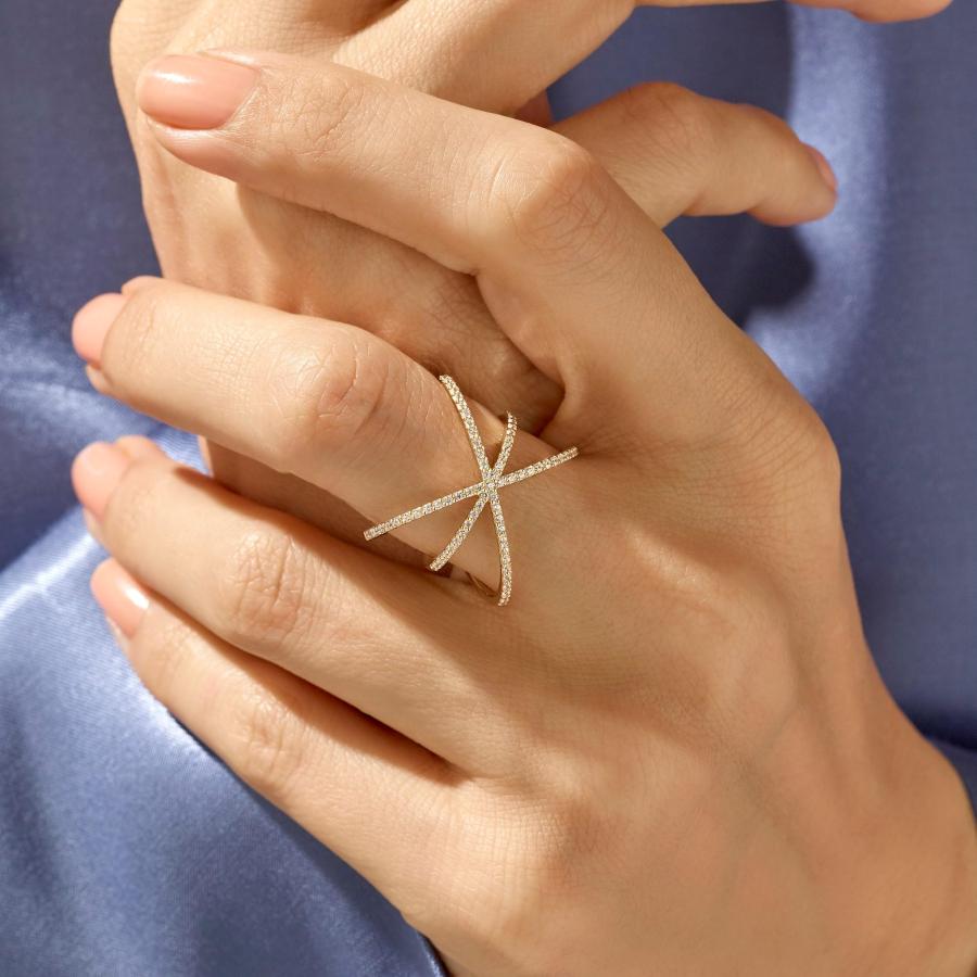 【並行輸入品】Norm Jewels Criss Cross 14k Gold Rings for Women X Statement Rinの画像