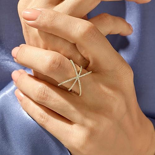 【並行輸入品】Norm Jewels Criss Cross 14k Gold Rings for Women X Statement Rinの画像