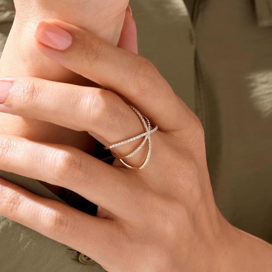 【並行輸入品】Norm Jewels Criss Cross 14k Gold Rings for Women X Statement Rinの画像