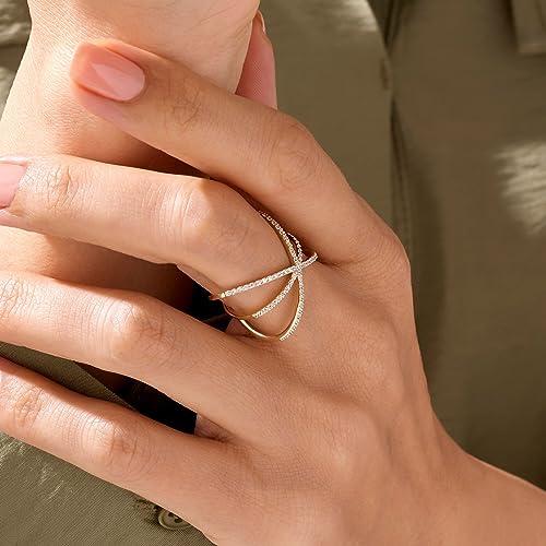 【並行輸入品】Norm Jewels Criss Cross 14k Gold Rings for Women X Statement Rinの画像