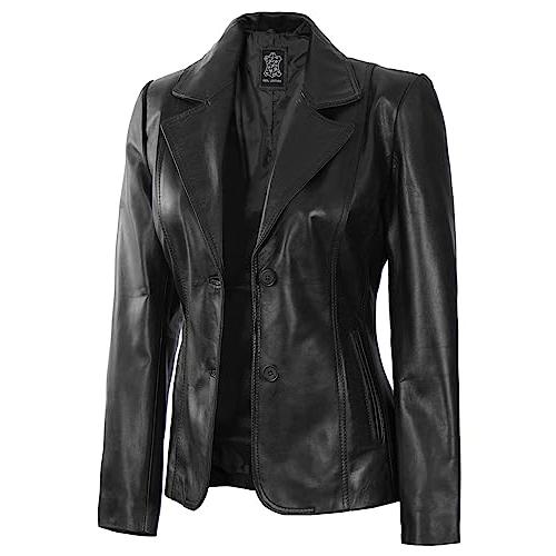 【並行輸入品】Decrum Real Lambskin Leather Jackets   Black Blazer Coat | [1302の画像