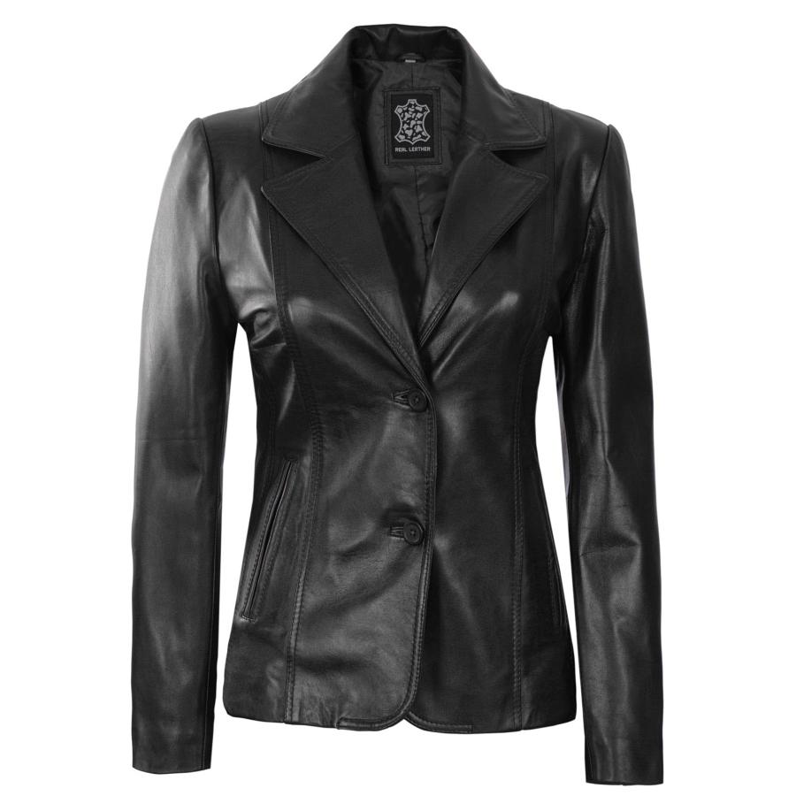 【並行輸入品】Decrum Real Lambskin Leather Jackets   Black Blazer Coat | [1302の画像
