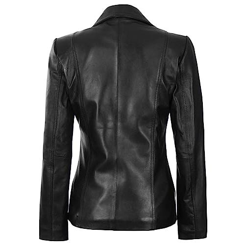 【並行輸入品】Decrum Real Lambskin Leather Jackets   Black Blazer Coat | [1302の画像