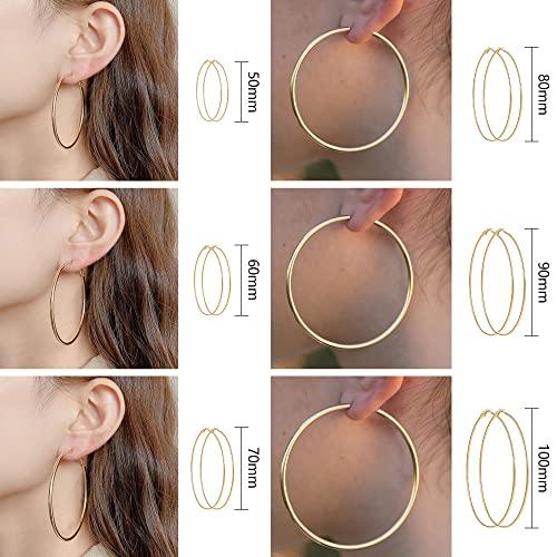 並行輸入品】Sloong ビッグフープイヤリング6組 ステンレススチール