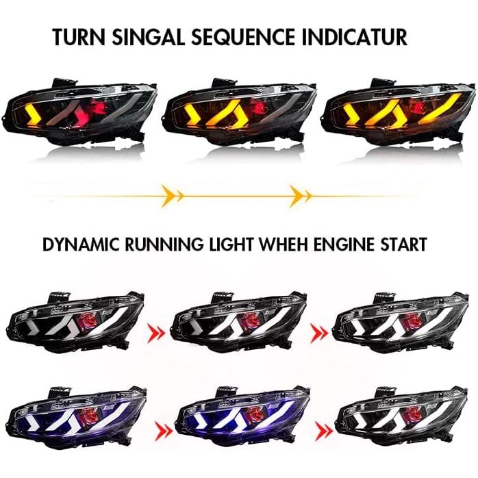 【並行輸入品】TT-ABC Mods ヘッドライト ホンダ シビック 2016-2021 デビルアイ (ランボスタイル)の画像