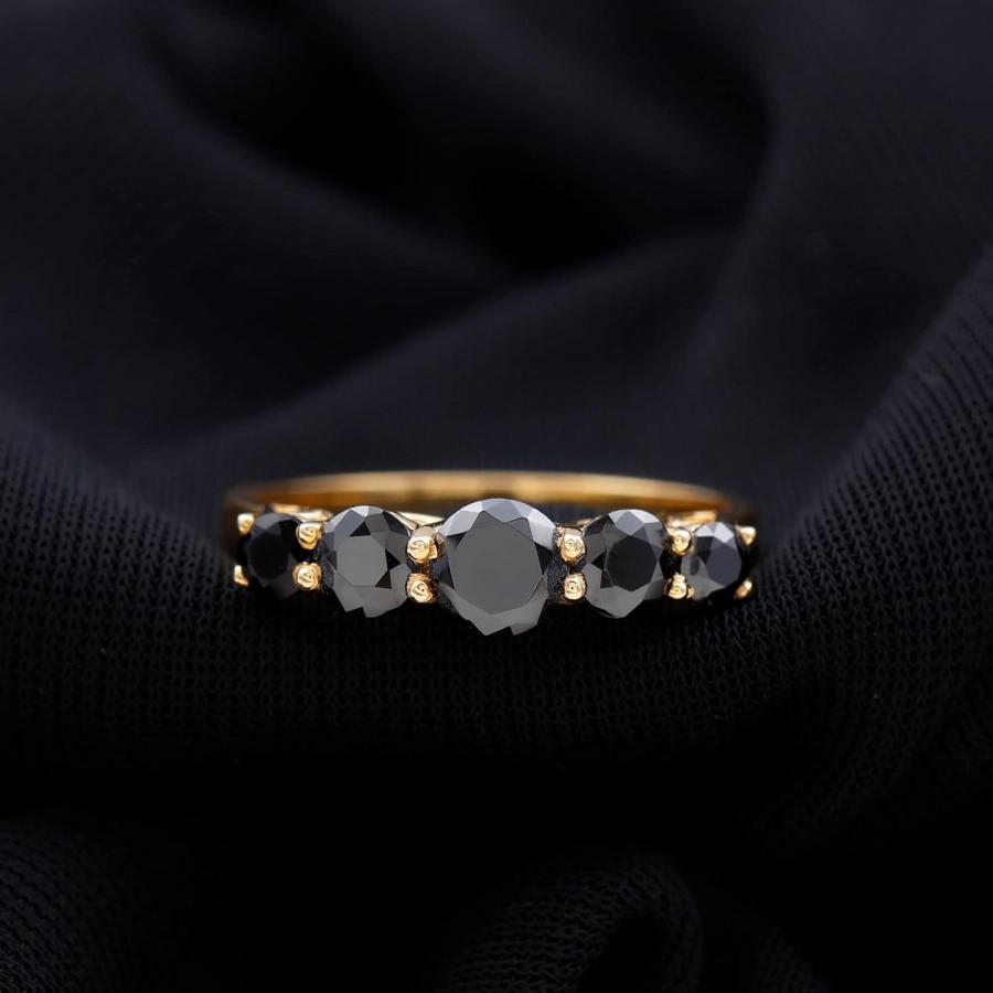 並行輸入品】[Rosec Jewels] 「1CTのファイブストーンブラックオニキス