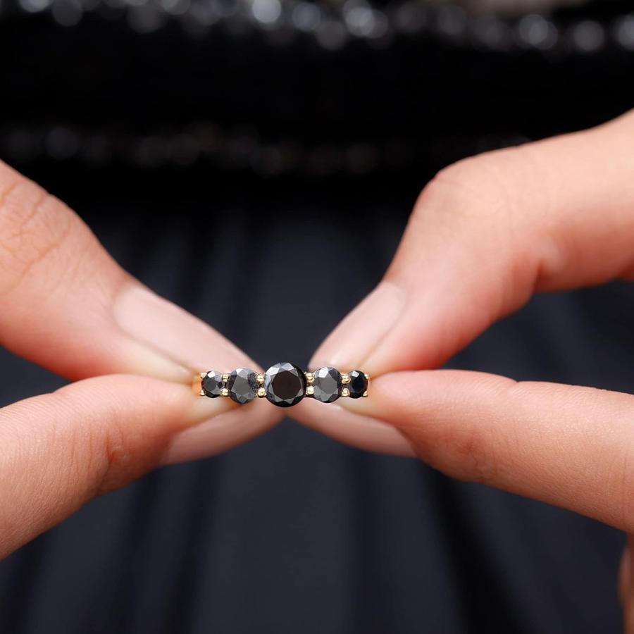 並行輸入品】[Rosec Jewels] 「1CTのファイブストーンブラックオニキス
