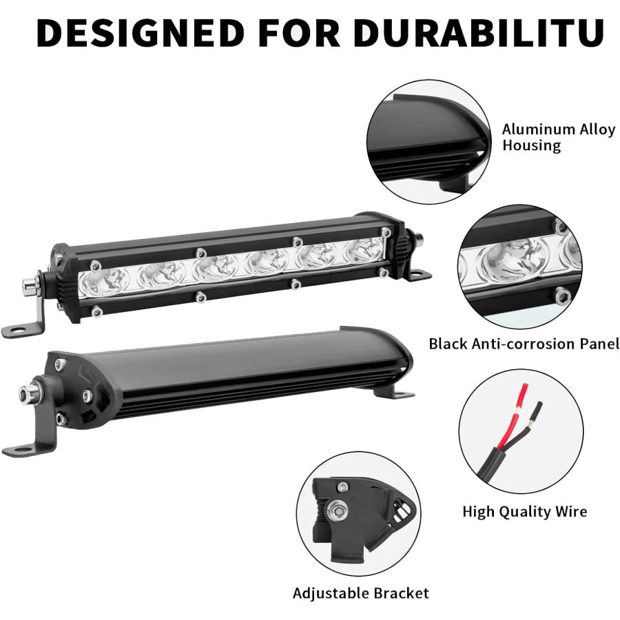 【並行輸入品】7-inch 18W Red Single Row Off-Road Led Light Bar Pods Work Driving