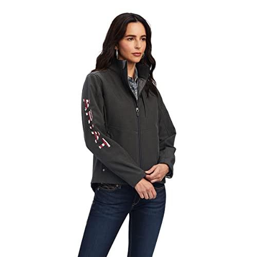 【並行輸入品】ARIAT Women's Real Team Patriot Softshell Jacket Charcoal Smallの画像