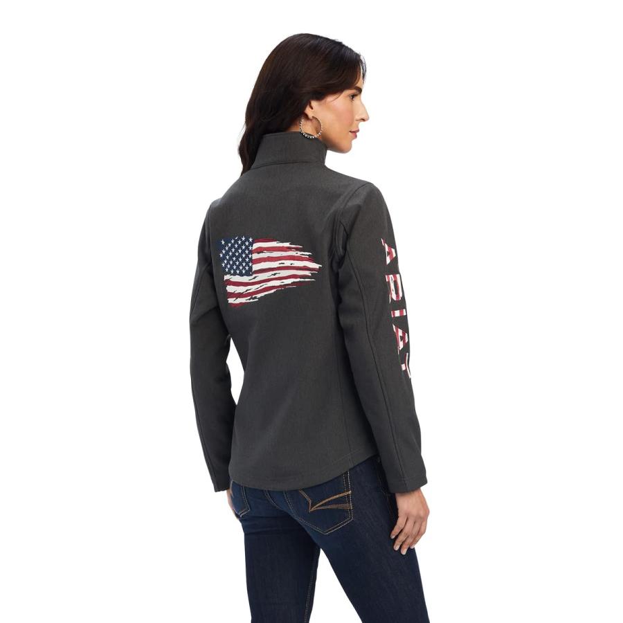 【並行輸入品】ARIAT Women's Real Team Patriot Softshell Jacket Charcoal Smallの画像