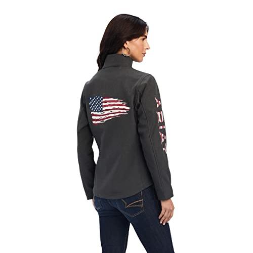 【並行輸入品】ARIAT Women's Real Team Patriot Softshell Jacket Charcoal Smallの画像