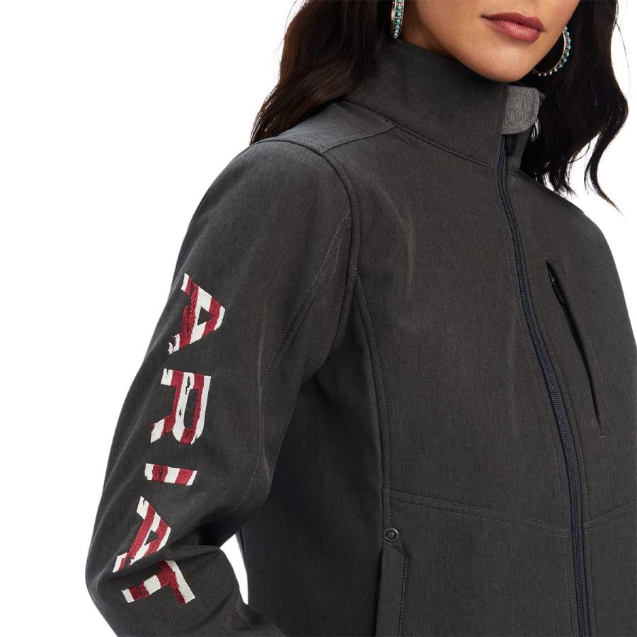 【並行輸入品】ARIAT Women's Real Team Patriot Softshell Jacket Charcoal Smallの画像