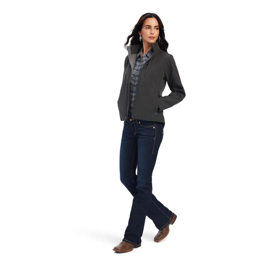 【並行輸入品】ARIAT Women's Real Team Patriot Softshell Jacket Charcoal Smallの画像
