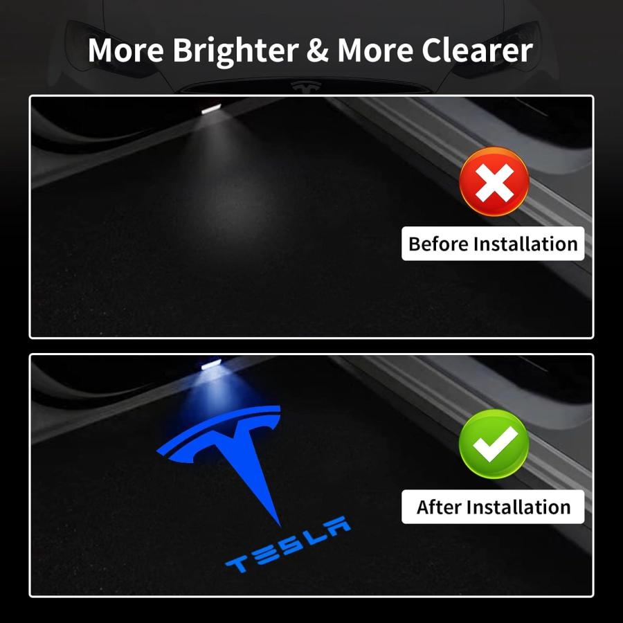 【並行輸入品】Uxcer Tesla ドアライト ロゴプロジェクター モデル3/Y/S/Xアクセサリー用 超高輝度 テスラ水たまりライト ツール付きの画像