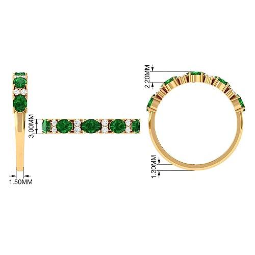 【並行輸入品】1.25 CTラボは,ダイヤモンドのアクセントでエメラルドリングを作成し,エメラルドエタニティリングを作成し,エメラルドエタニティの画像