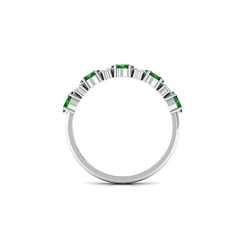 【並行輸入品】1.25 CTラボは,ダイヤモンドのアクセントでエメラルドリングを作成し,エメラルドエタニティリングを作成し,エメラルドエタニティの画像