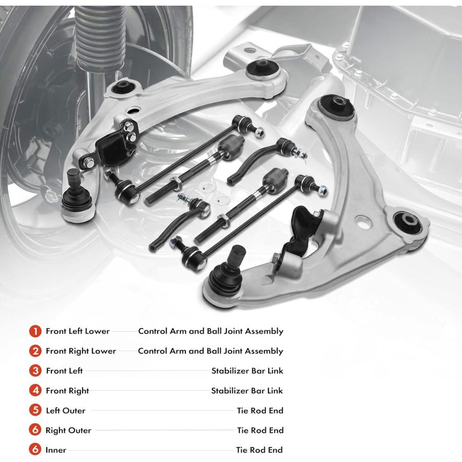 【並行輸入品】A-Premium Set of 8  Front Lower Control Arm  Sway Bar Link  Inner &の画像