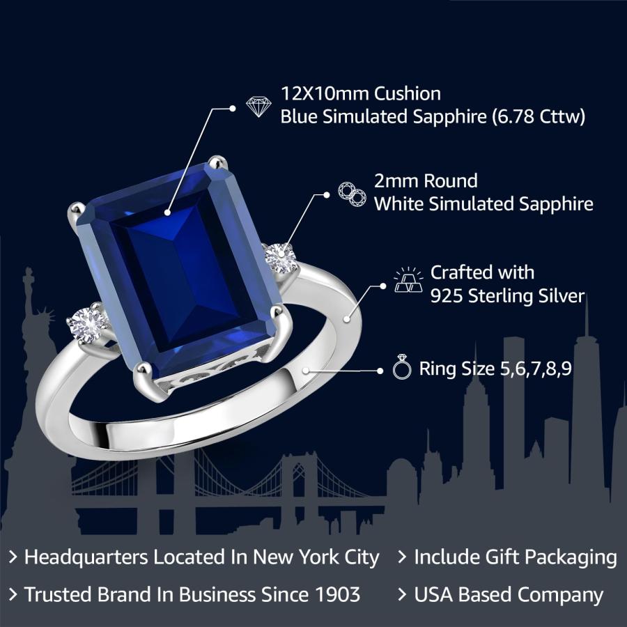【並行輸入品】[Gem Stone King] 6.78カラット 指輪 リング レディース シンセティック ホワイトサファイア シルバー925_3