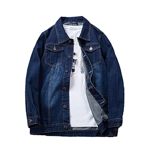 【並行輸入品】Plus Size Men's Denim Jacket Dark Blue Casual Multi Pocket Sprinの画像
