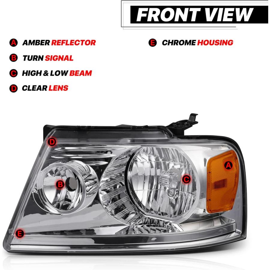 【並行輸入品】M-AUTO 左右ヘッドライト部品 交換用 2004 2005 2006 2007 2008 フォード F-150/2006 2007の画像
