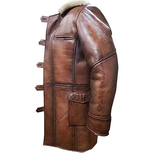 【並行輸入品】Brown shearling Trench Coat Men   Winter Shearling Leather Coatの画像