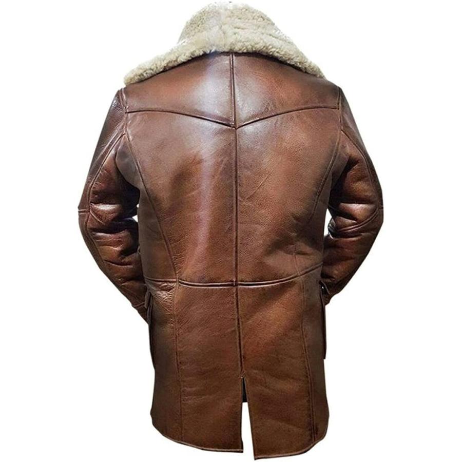 【並行輸入品】Brown shearling Trench Coat Men   Winter Shearling Leather Coatの画像
